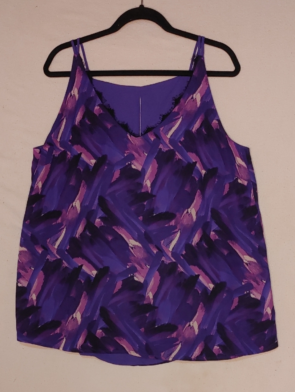 Purple Abstract Print V-Neck Women's Tank Top